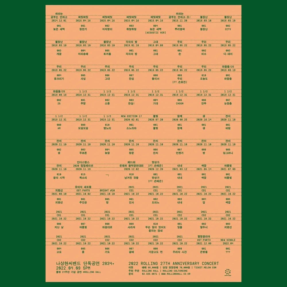 <나상현씨밴드 단독 콘서트 '2834+' : 롤링 27주년 기념 공연> 공연 포스터