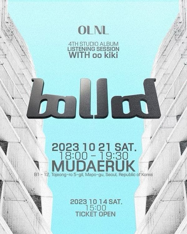 OLNL (오르내림)  정규 4집 [ ballad ] 발매 전 음감회 공연 포스터