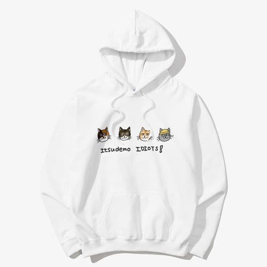 언제라도 이디어츠 후드티 화이트